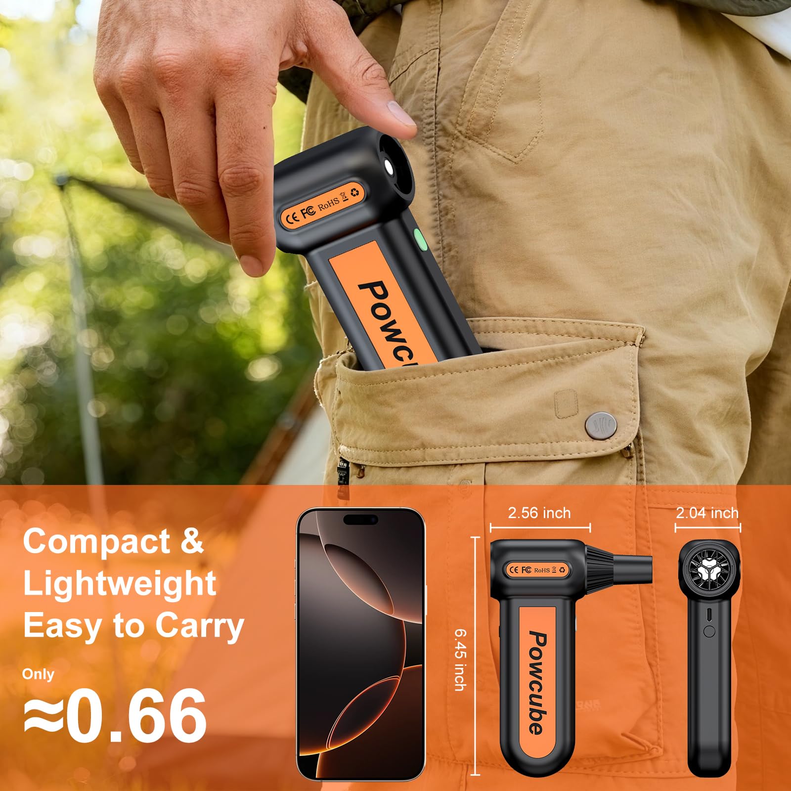 POWCUBE 2-in-1 Handheld Vacuum & Air Duster