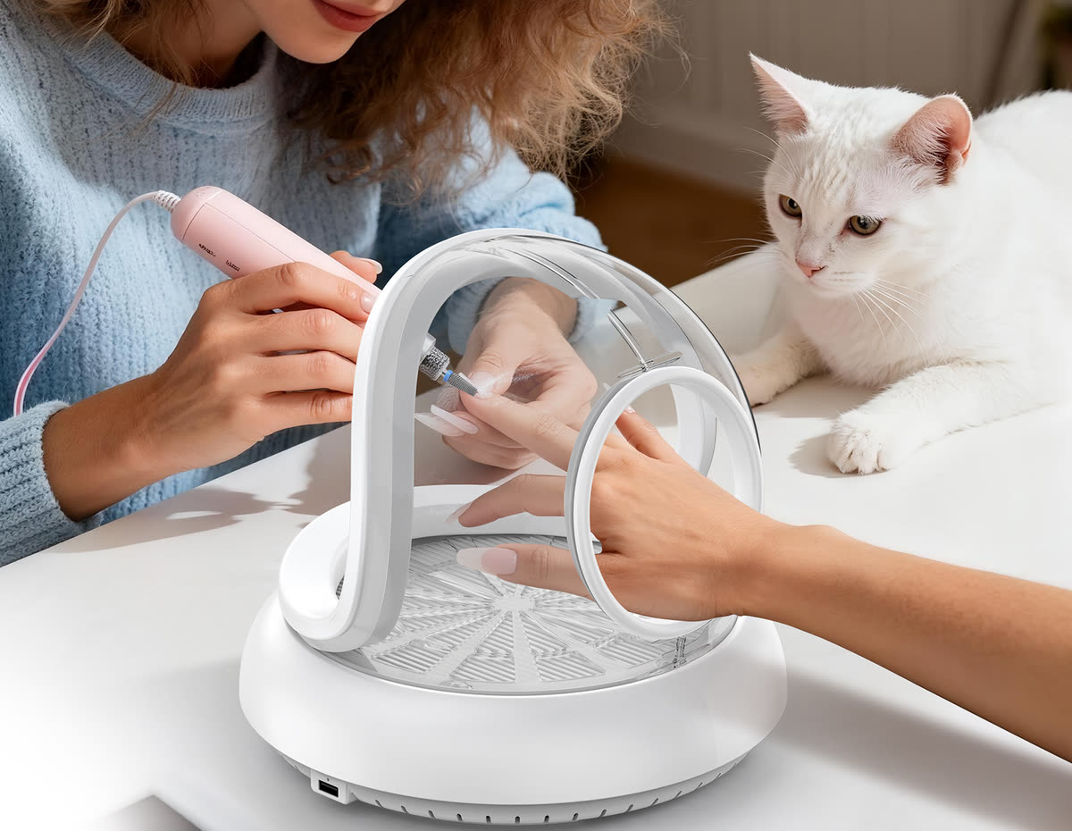 POWCUBE Nail Dust Collector with Removable Shield — Better for shared home spaces